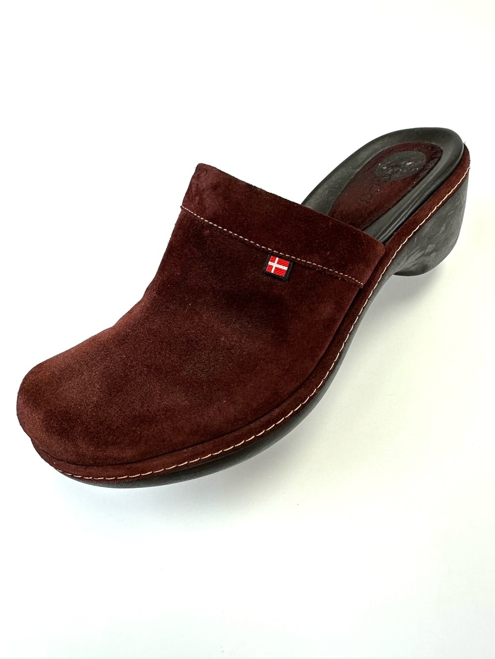 ECCO Brown Suede Clogs Size 39 Comfort Mules Scandi Girl Festival Retro Boho
